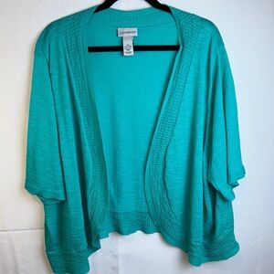 Catherines Teal Cardigan Sweater 3/4 sleeve size 4x (30/32) Gently worn